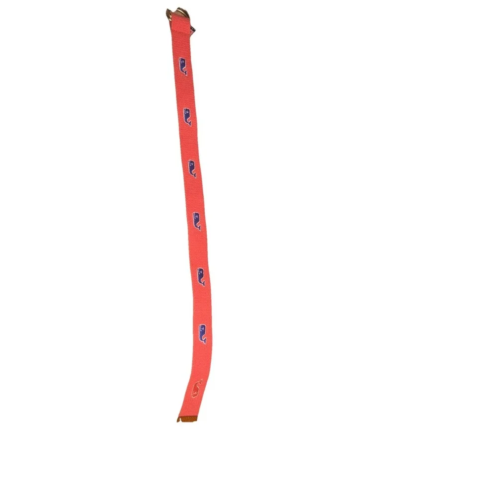 Vineyard Vines Kids Small Canvas D-Ring Belt Pink Coral Blue Whale Logo